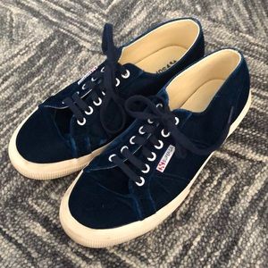 Superga blue velvet shoe